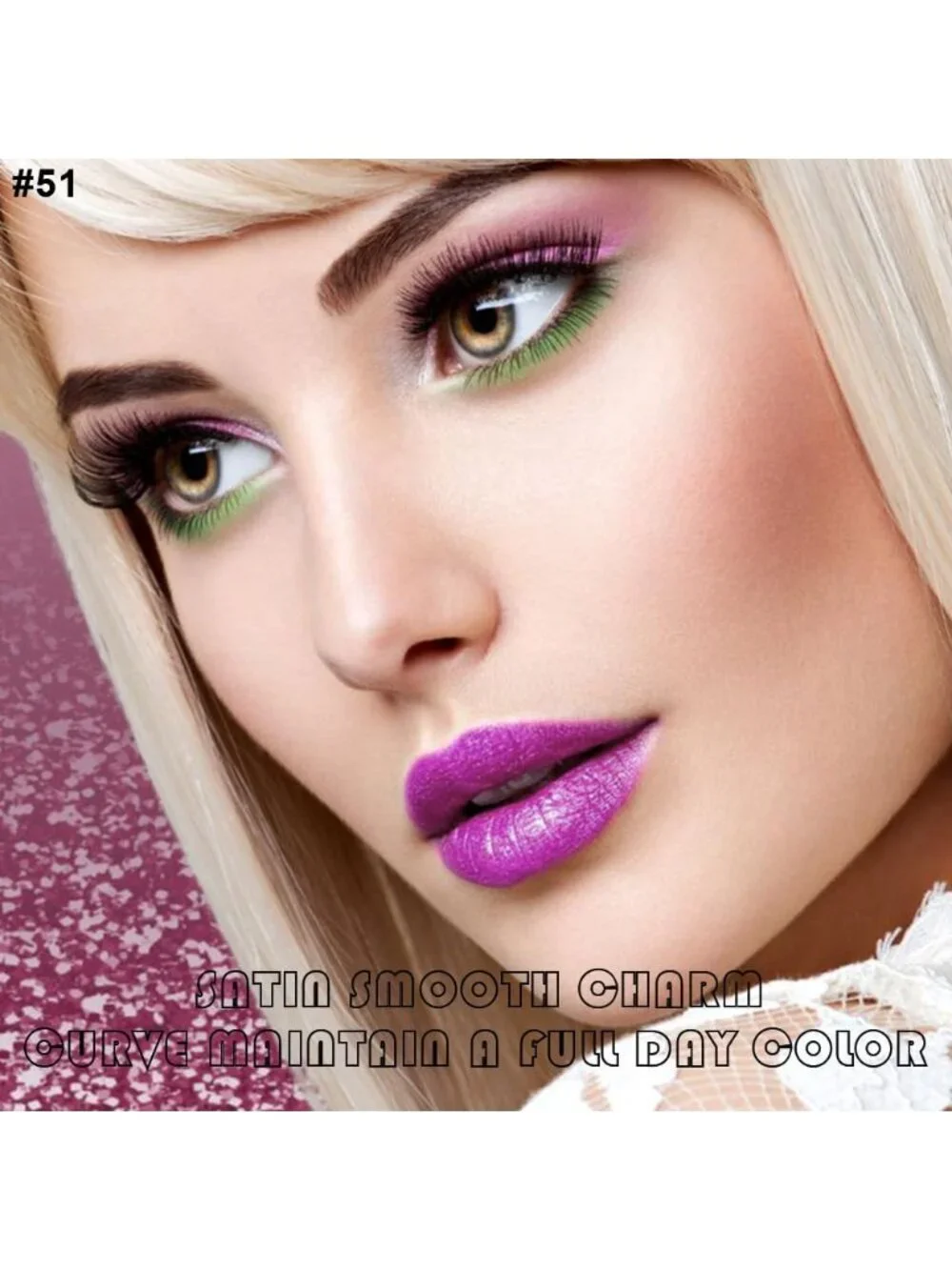 DNM 51# Purple Glitter 2Pcs 24H Long-Lasting Matte Liquid Lipstick and Lip Liner